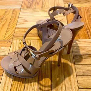 Saint Laurent Women’s Tribute Platform Sandals - Nude Patent